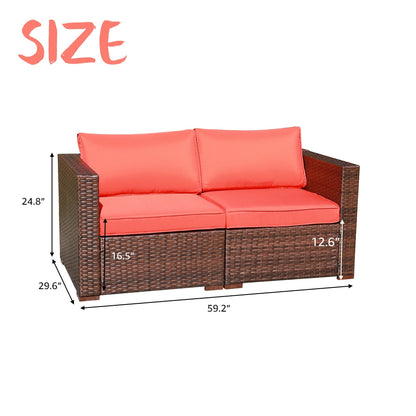 Set di divani componibili da esterno in vimini, 2 pezzi, divano angolare