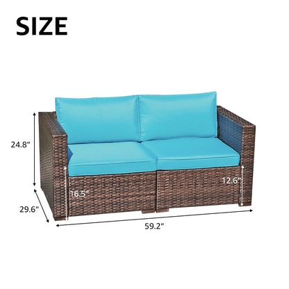 Set di divani componibili da esterno in vimini, 2 pezzi, divano angolare