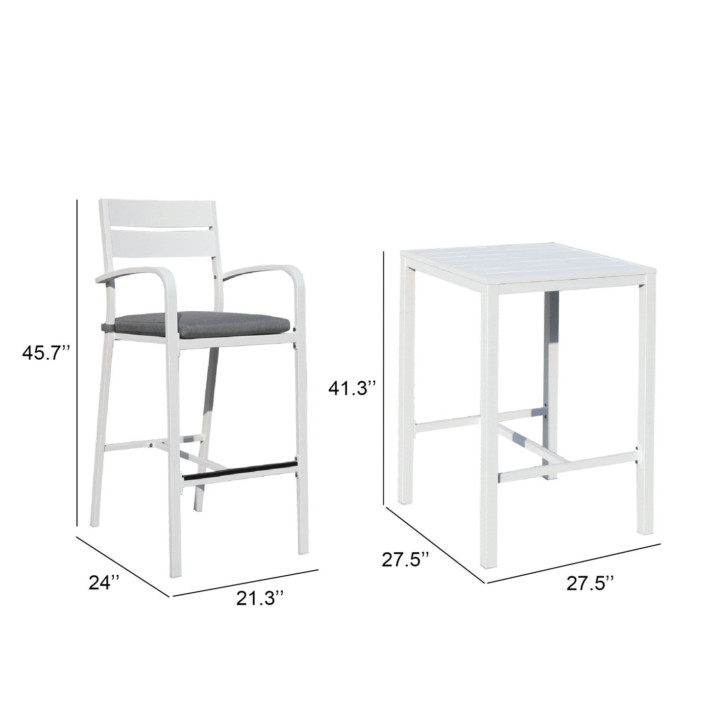 Set da bar in alluminio da esterno, 3 pezzi, set da pranzo per patio