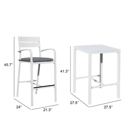 Set da bar in alluminio da esterno, 3 pezzi, set da pranzo per patio