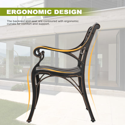 Set da bistrot da esterno in alluminio pressofuso da 3 pezzi con foro per ombrellone da 2''