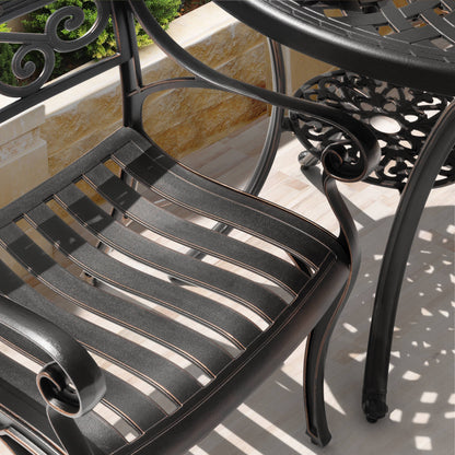 Set da bistrot da esterno in alluminio pressofuso da 3 pezzi con foro per ombrellone da 2''