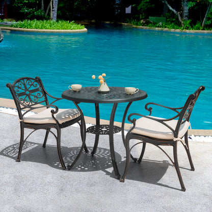 Set da bistrot da esterno in alluminio pressofuso da 3 pezzi con foro per ombrellone da 2''