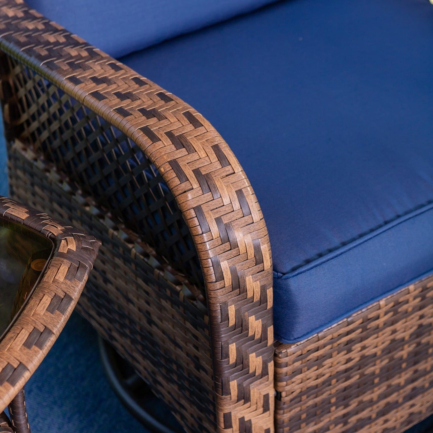 Set di 3 sedie a dondolo girevoli in rattan e vimini Clarese per esterni di Havenside Home