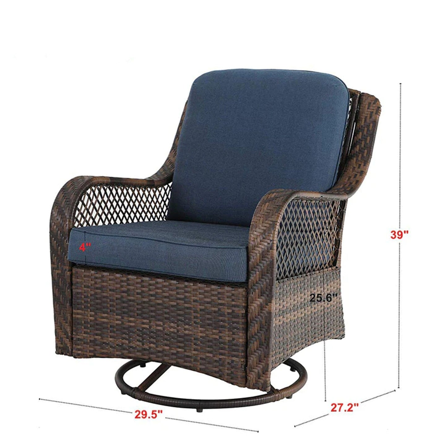 Set di 3 sedie a dondolo girevoli in rattan e vimini Clarese per esterni di Havenside Home