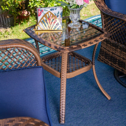 Set di 3 sedie a dondolo girevoli in rattan e vimini Clarese per esterni di Havenside Home