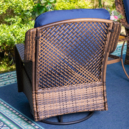 Set di 3 sedie a dondolo girevoli in rattan e vimini Clarese per esterni di Havenside Home