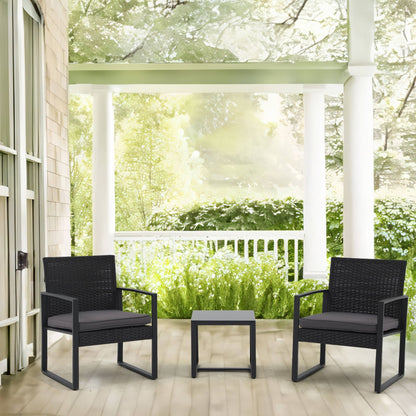 Set da esterno in vimini da 3 pezzi con cuscini - N/D