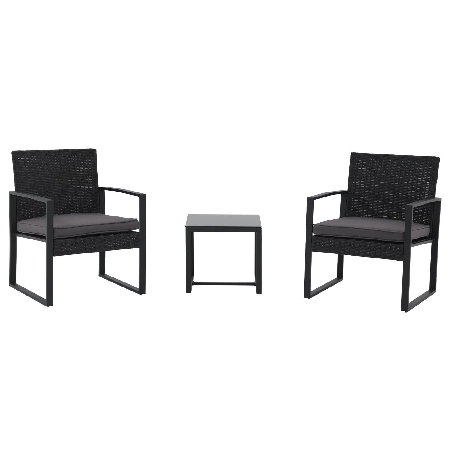 Set da esterno in vimini da 3 pezzi con cuscini - N/D