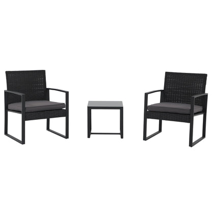 Set da esterno in vimini da 3 pezzi con cuscini - N/D