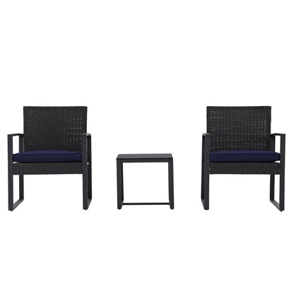 Set da esterno in vimini da 3 pezzi con cuscini - N/D