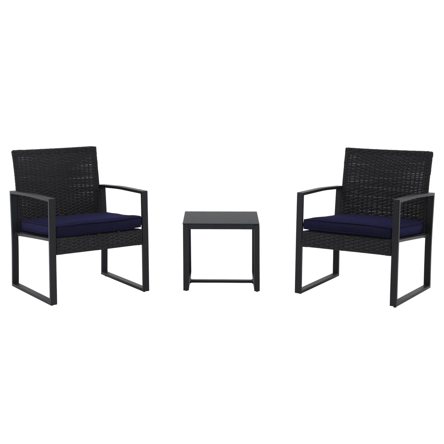 Set da esterno in vimini da 3 pezzi con cuscini - N/D