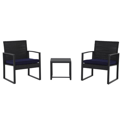 Set da esterno in vimini da 3 pezzi con cuscini - N/D