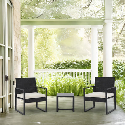 Set da esterno in vimini da 3 pezzi con cuscini - N/D