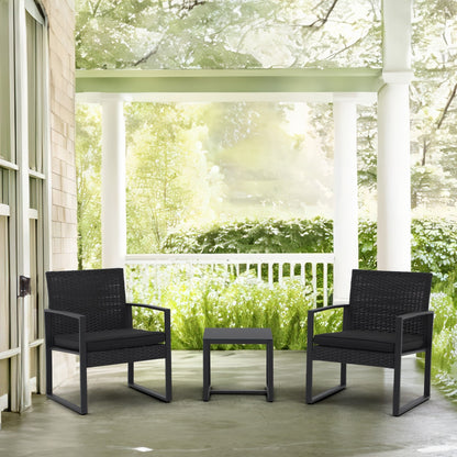 Set da esterno in vimini da 3 pezzi con cuscini - N/D