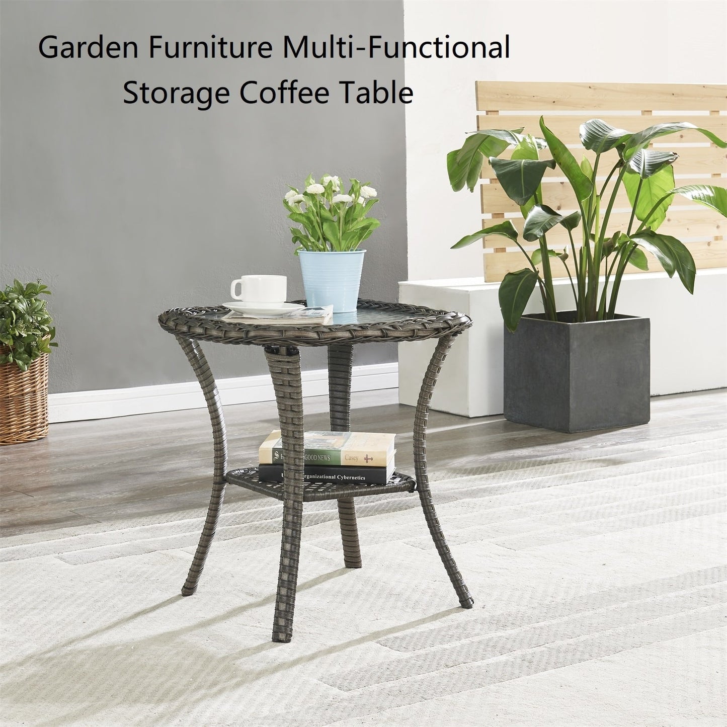 Set di 3 sedie girevoli in vimini e acciaio per esterni Gymojoy