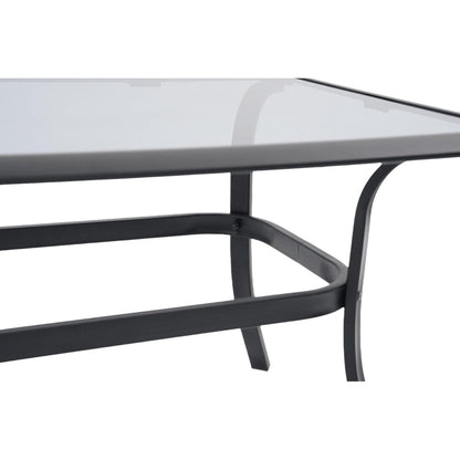 Gruppo di sedute da esterno per 4 persone, sedia girevole da patio con cuscini, tavolo in vetro temperato