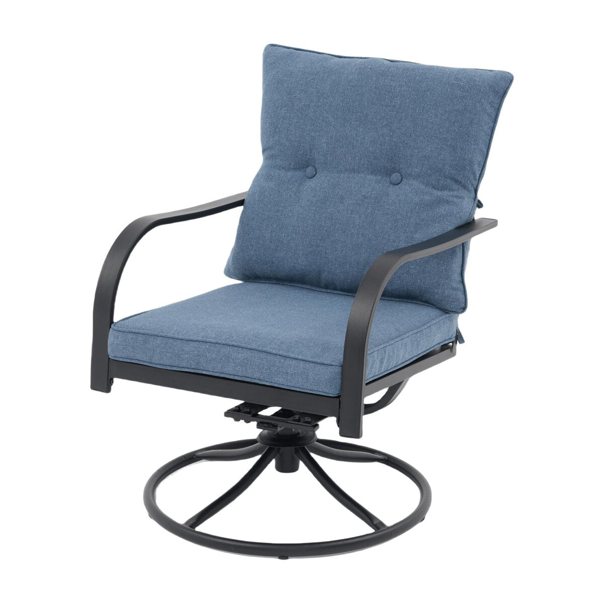 Gruppo di sedute da esterno per 4 persone, sedia girevole da patio con cuscini, tavolo in vetro temperato