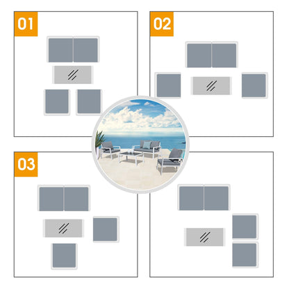 Set da conversazione in alluminio imbottito da esterno, 4 pezzi