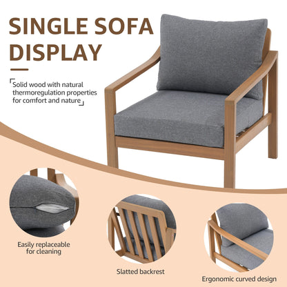 Set di 4 sedie in legno per esterni con tavolo