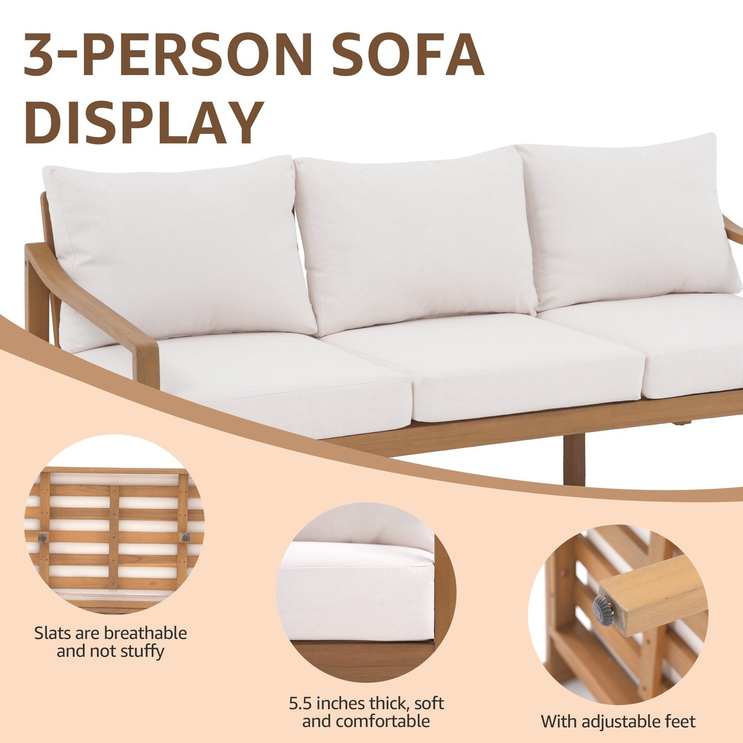 Set di 4 sedie in legno per esterni con tavolo