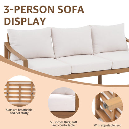 Set di 4 sedie in legno per esterni con tavolo