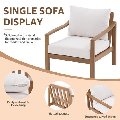 Set di 4 sedie in legno per esterni con tavolo