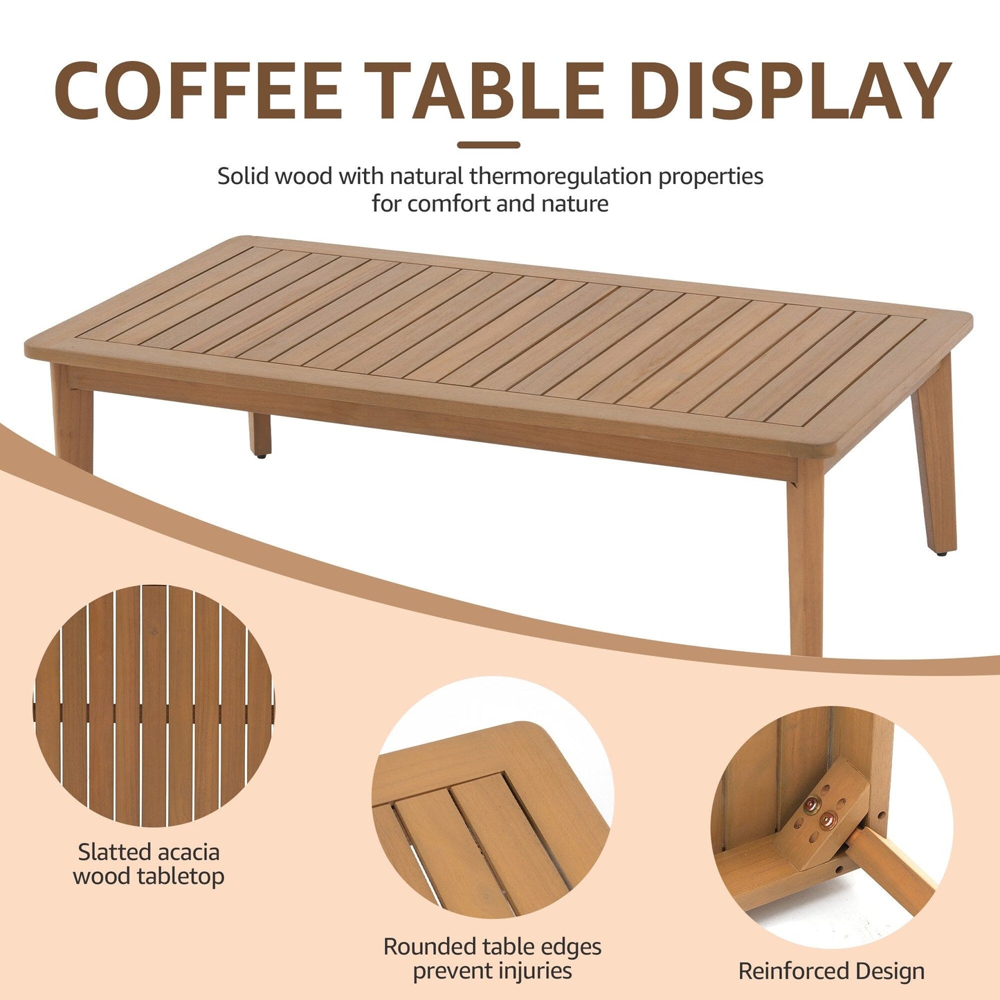 Set di 4 sedie in legno per esterni con tavolo