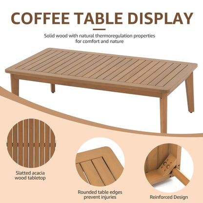 Set di 4 sedie in legno per esterni con tavolo