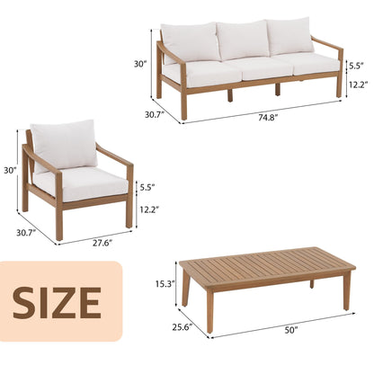 Set di 4 sedie in legno per esterni con tavolo