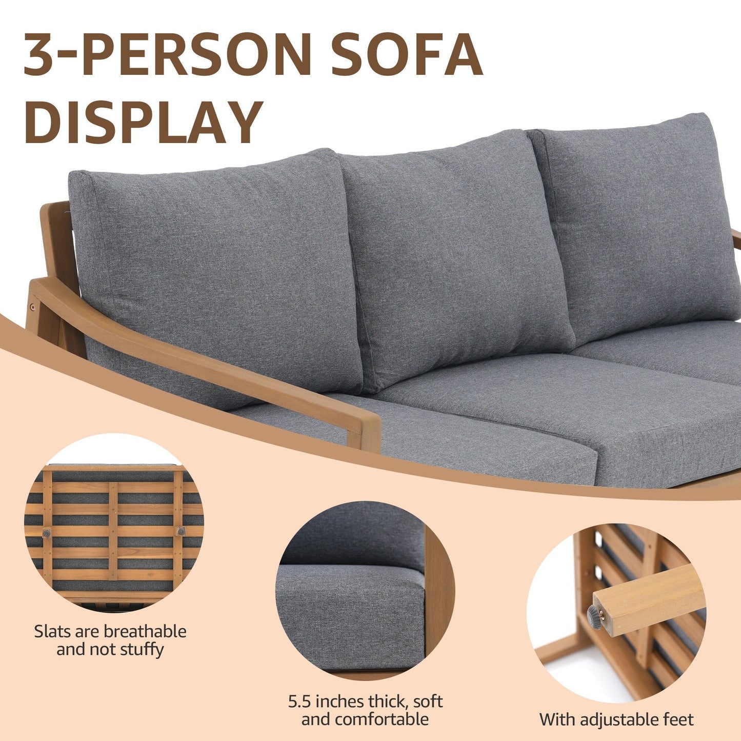 Set di 4 sedie in legno per esterni con tavolo