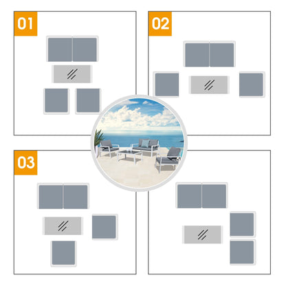 Set da conversazione in alluminio imbottito da esterno, 4 pezzi