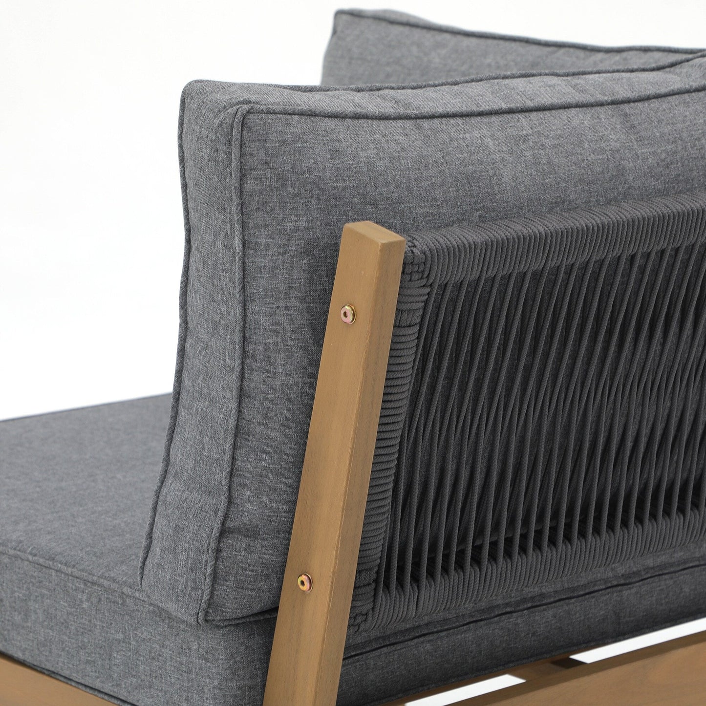 Set di divani componibili da esterno in legno di acacia a forma di V, 4 pezzi