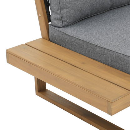 Set di divani componibili da esterno in legno di acacia a forma di V, 4 pezzi