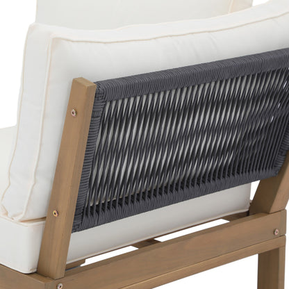 Set di divani componibili da esterno in legno di acacia a forma di V, 4 pezzi