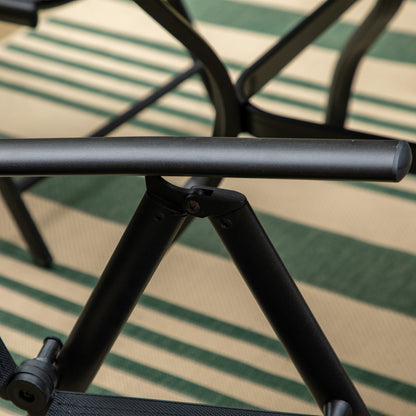 Set da pranzo per esterni da 5/7 pezzi, sedia pieghevole reclinabile a 7 posizioni e tavolo in acciaio con rivestimento E-coating