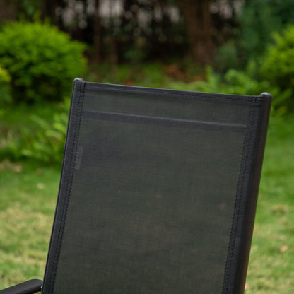 Set da pranzo per esterni da 5/7 pezzi, sedia pieghevole reclinabile a 7 posizioni e tavolo in acciaio con rivestimento E-coating