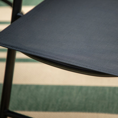 Set da pranzo per esterni da 5/7 pezzi, sedia pieghevole reclinabile a 7 posizioni e tavolo in acciaio con rivestimento E-coating