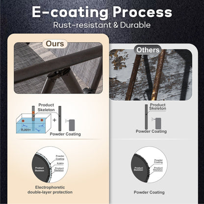 Set da pranzo per esterni da 5/7 pezzi, sedia pieghevole reclinabile a 7 posizioni e tavolo in acciaio con rivestimento E-coating