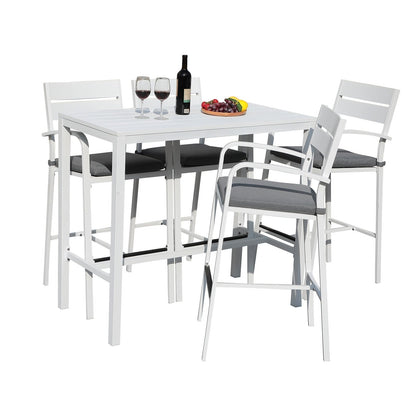 Set da bar in alluminio per patio da 5 pezzi, set da pranzo per esterni