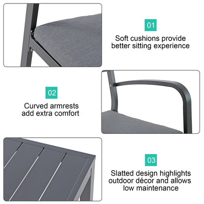 Set da bar in alluminio per patio da 5 pezzi, set da pranzo per esterni