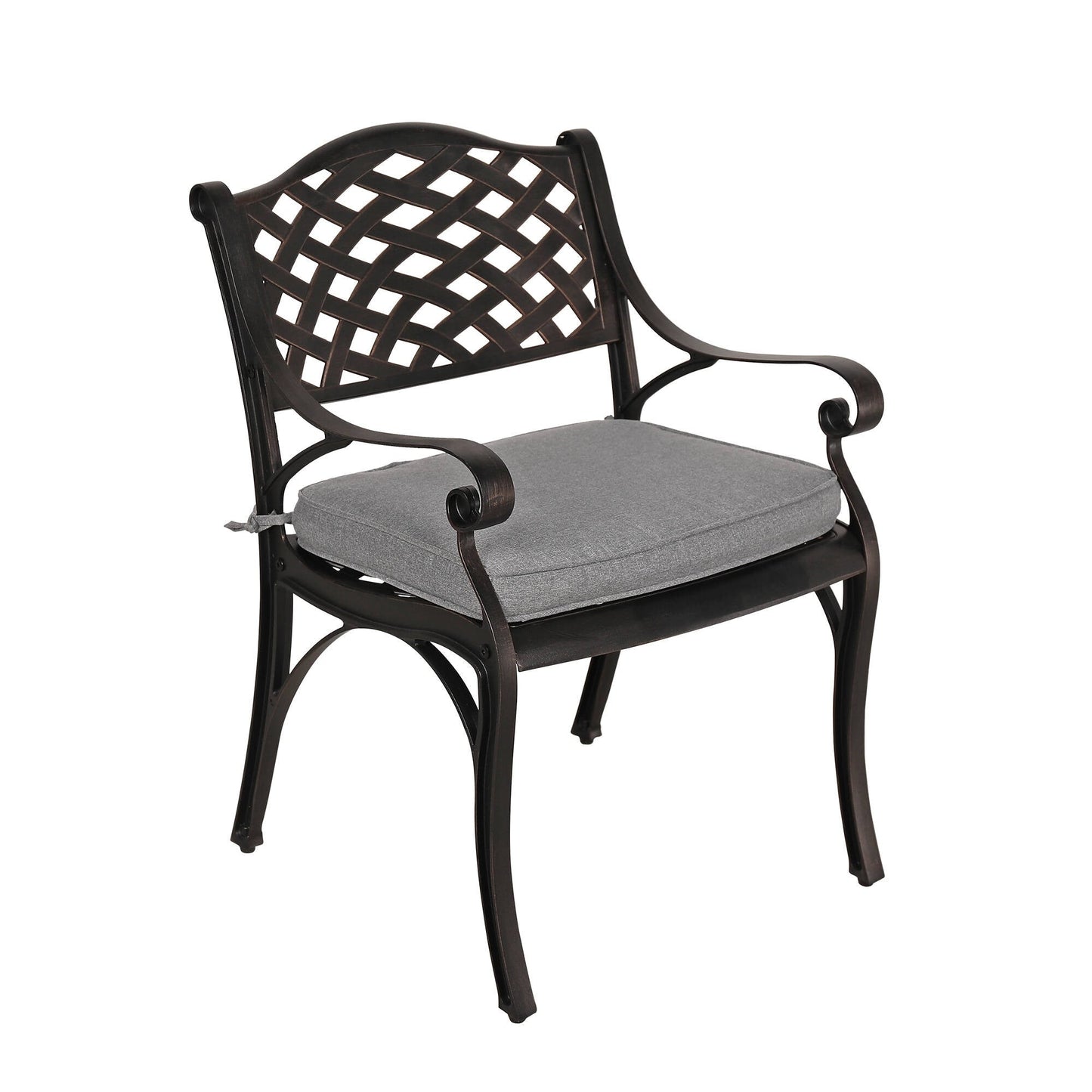 Set da pranzo da esterno in alluminio pressofuso da 5 pezzi con foro per ombrellone da 2 pollici e cuscini