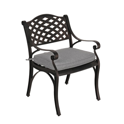 Set da pranzo da esterno in alluminio pressofuso da 5 pezzi con foro per ombrellone da 2 pollici e cuscini