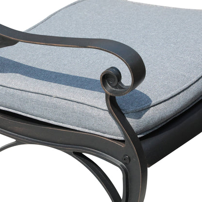 Set da pranzo da esterno in alluminio pressofuso da 5 pezzi con foro per ombrellone da 2 pollici e cuscini