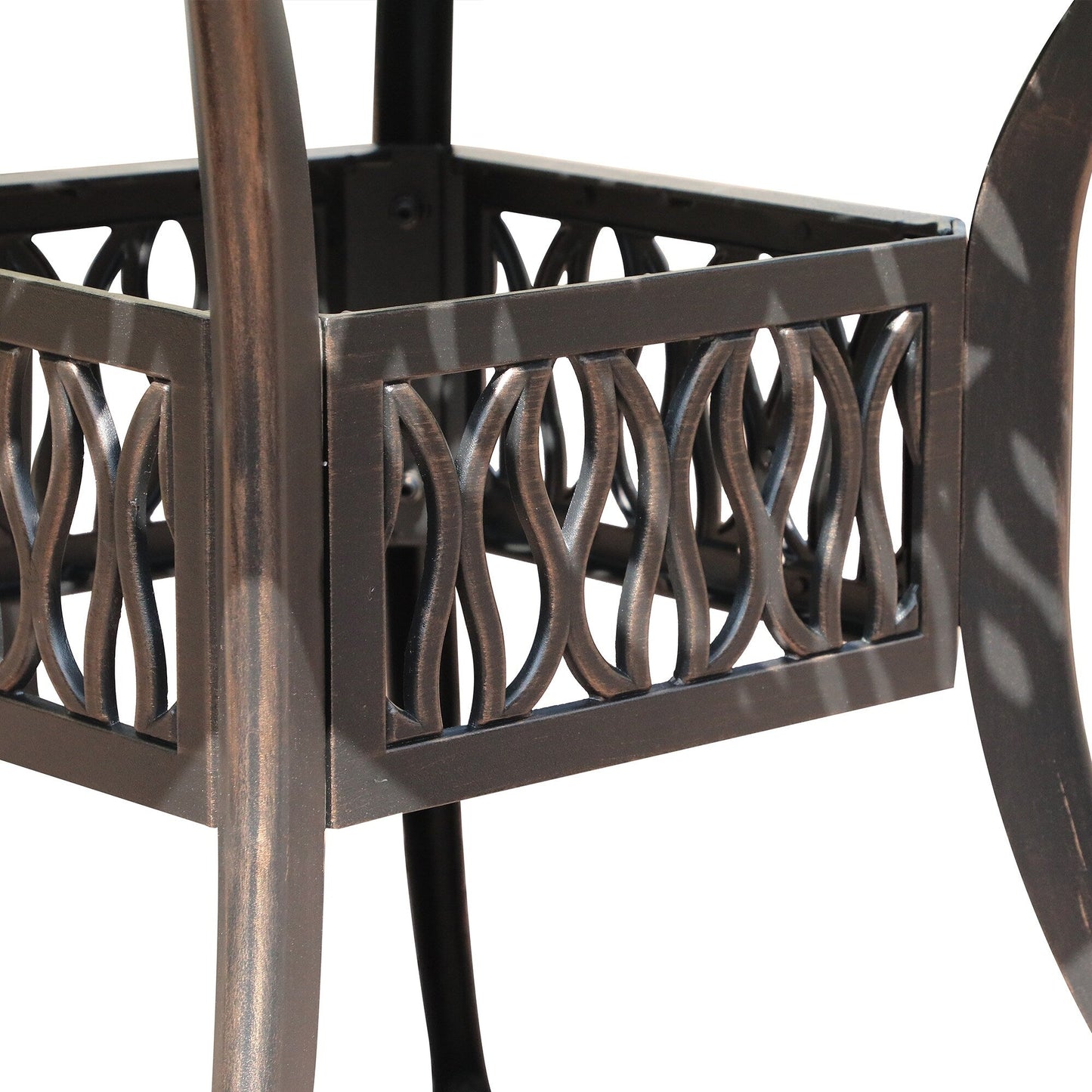 Set da pranzo da esterno in alluminio pressofuso da 5 pezzi con foro per ombrellone da 2 pollici e cuscini