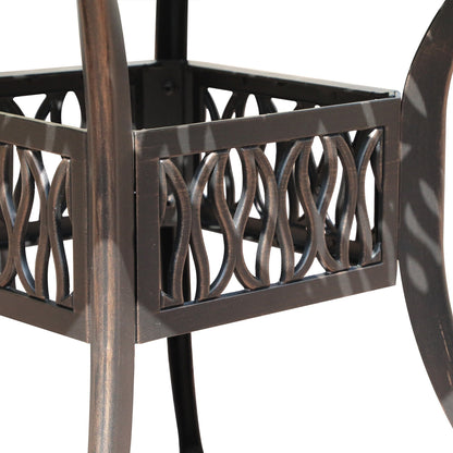 Set da pranzo da esterno in alluminio pressofuso da 5 pezzi con foro per ombrellone da 2 pollici e cuscini