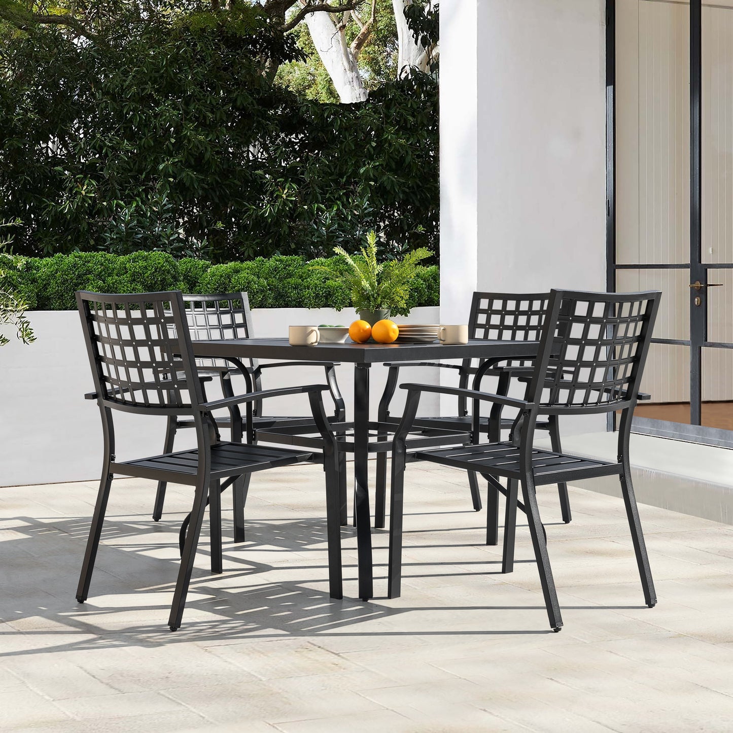 Set da pranzo da esterno da 5 pezzi con foro per ombrellone da 1,57''