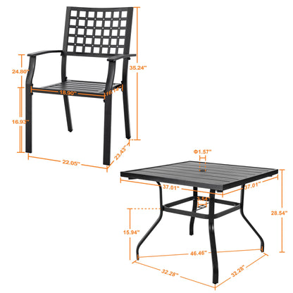 Set da pranzo da esterno da 5 pezzi con foro per ombrellone da 1,57''