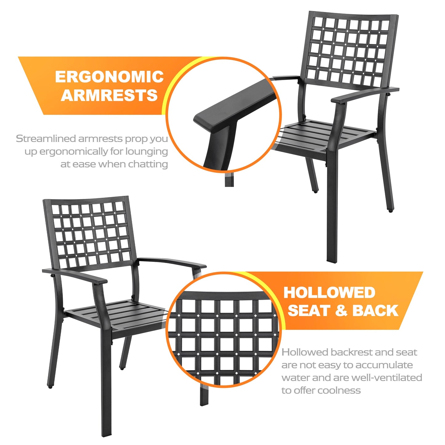 Set da pranzo da esterno da 5 pezzi con foro per ombrellone da 1,57''