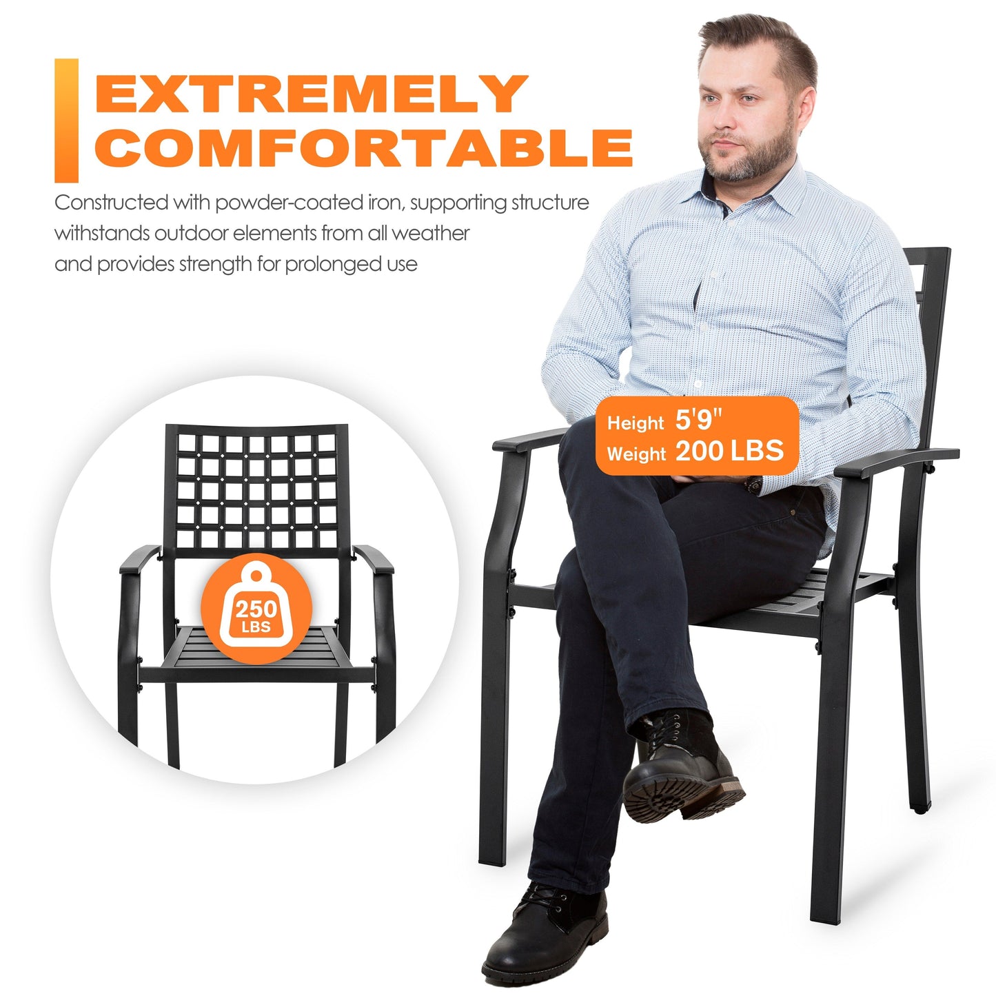 Set da pranzo da esterno da 5 pezzi con foro per ombrellone da 1,57''